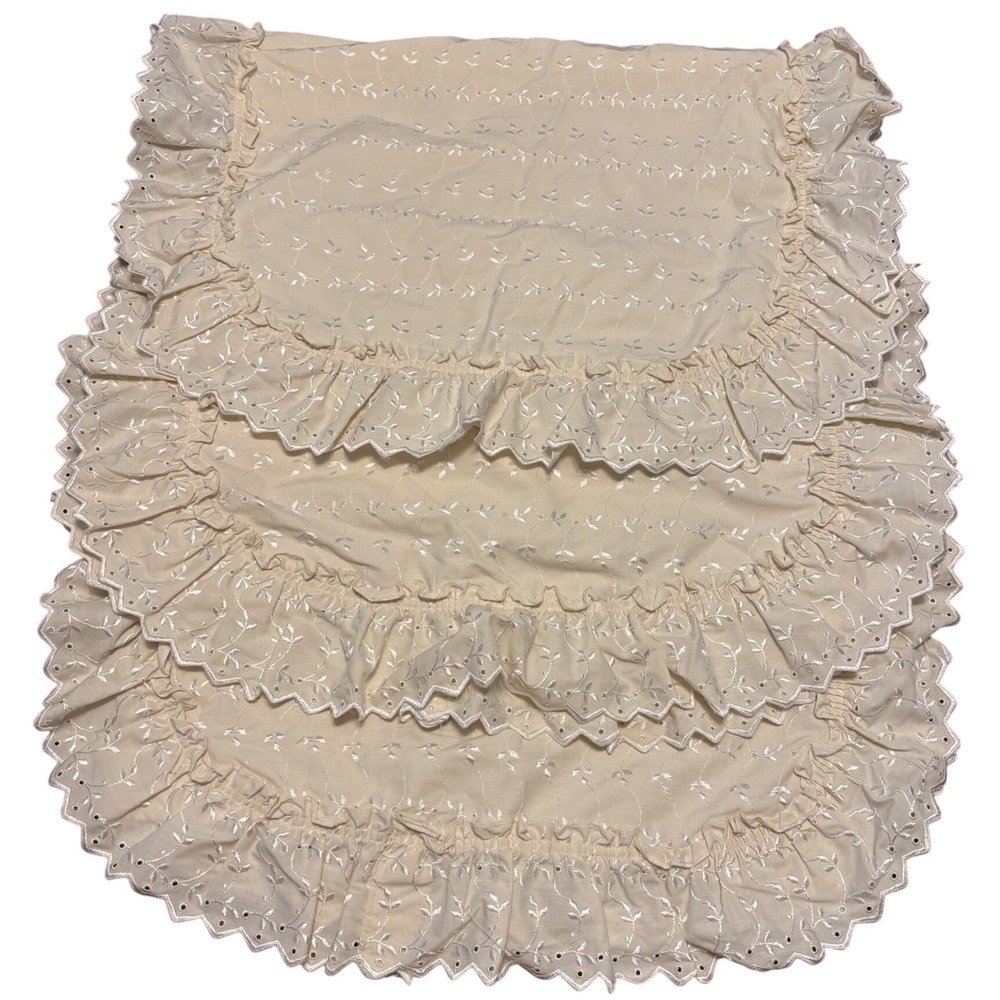 Vintage JCPenney Ivory Eyelet Lace Ruffle Pillow Shams USA Cottagecore lot of 3